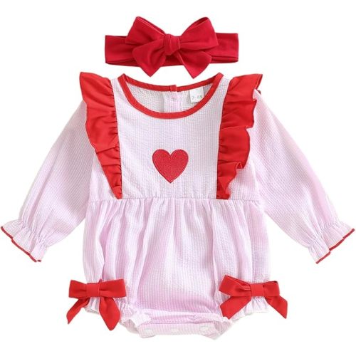 Giraropa Baby Girl Outfits Smocked Bubble Romper Jumpsuit Long Sleeve Bodysuit Cute Newborn Infant Fall Winter Clothes