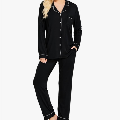 SWOMOG Womens Pajamas Set Long Sleeve Sleepwear Button Down Nightwear Soft Cotton Pj Lounge Sets