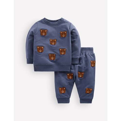 Appliqué Sweatshirt Set - Robot Blue Boucle Bears | Boden USA