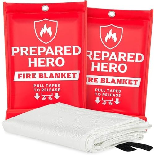 Prepared Hero Emergency Fire Blanket, Kitchen & Home, 39 x 39 in, 2 Pack