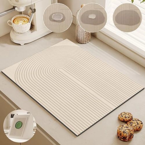 Dish Drying Mat - Coffee Mat, Coffee Maker Mat for Countertops, Absorbent Dish Drying Mat for Kitchen Counter, Under Coffee Expresso Maker Coffee Machine Dish Rack (16''×24'',01)