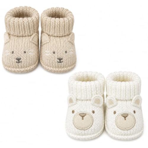 2 pairs Cute Knit Animal Baby Booties - Soft Warm Infant Sock Shoes, Newborn Knit Booties Soft Baby Sock Boots for Infant Boys Girls First Walkers, animals Design, 0-12 Months Medium