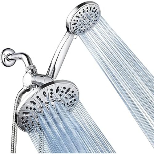 AquaDance 7" Premium High Pressure 3-Way Rainfall Combo for The Best of Both Worlds - Enjoy Luxurious Rain Showerhead and 6-Setting Hand Held Shower Separately or Together - Chrome Finish - 3328