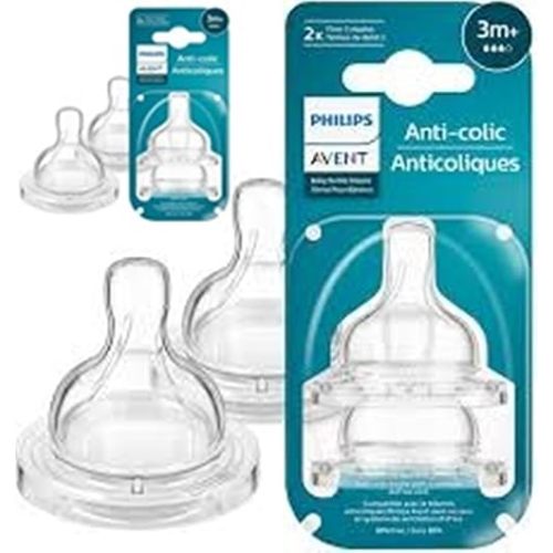 Philips AVENT Anti-Colic Baby Bottle Flow 3 Nipple, SCY763/04, 4 Count (Pack of 1)