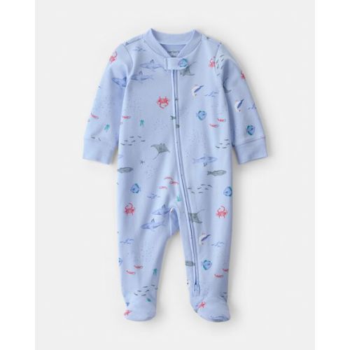Baby Sea Animals 2-Way Zip 100% Cotton Sleep & Play Pajama - Blue | Carter's