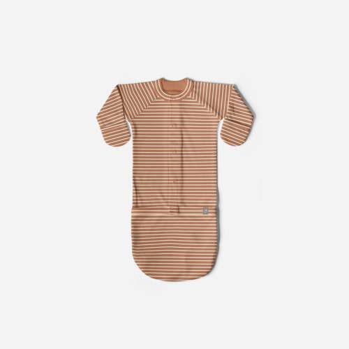 24 Hour Convertible Sleeper Baby Gown - Clay Stripe
