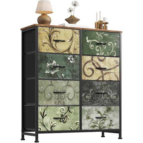 Sweetcrispy 8 Drawer Fabric Dresser, Tall Storage Tower for Bedroom