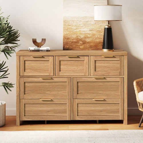 Gracie Oaks Allenside 7 - Drawer Dresser & Reviews | Wayfair - Natural Oak