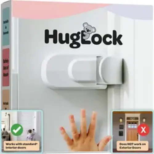 HUGLOCK - The Snap-On Door Lock Kids Can't Reach or Defeat - For Interior Doors Only, DOES NOT work on exterior doors - No Tools or Adhesives Required - Works With Knob or Lever Handles - Childproof Safety Locks are Toddler, Baby and Child Proof - TikTok