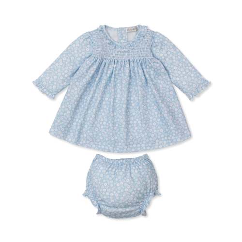 Fall in Bloom Blue Smocked Dress Set