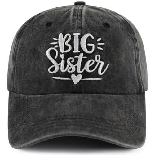 Big Bro Big Sister Hat for Girls Boys Age 3-10, Funny Adjustable Cotton Embroidred Little Boy Girl Gifts Baseball Cap