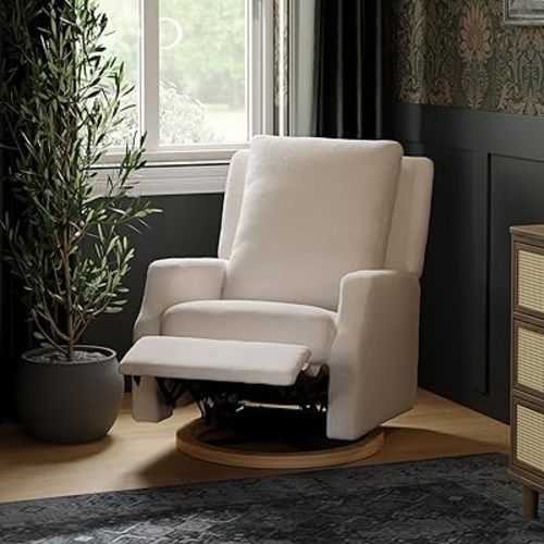 Namesake Crewe Glider Recliner Nursery Chair - GREENGUARD Gold & Certi-PUR US Certified Rocker Recliner - Glider Rocking Chair for Nursery & Living Room - Electronic, 270° Swivel, Performance Cream