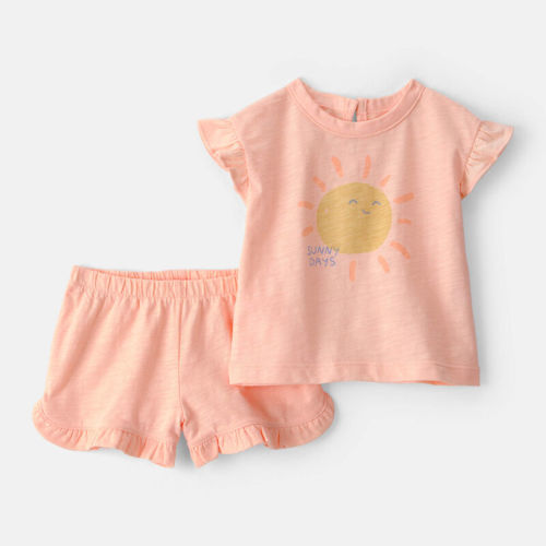 Baby Girl 2-Piece 'Sunny Days' Top & Short Set - Orange | Carter’s Oshkosh Canada