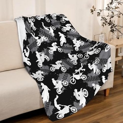 Dirt Bike Blanket Gift for Boys Kids Motorcycle Blanket Stuff