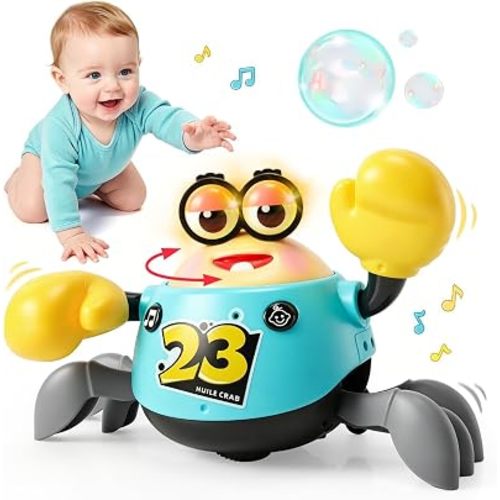Tummy Time Toys, Crawling Crab Baby Toy, Smart Sensing, Adjustable Music & Volume, Baby-Safe (CPC Certified) Baby Toys for 6–12 Months, Sensory Toys for Toddlers Ages 1–3, Birthday Gifts for Infants