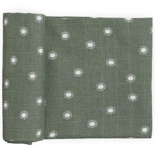 Little Unicorn Muslin Swaddle Blanket for Newborns & Infants | Soft & Breathable Fabric | Baby Blanket for Swaddling, Nursing, Shower Gifts (Sage Suns)
