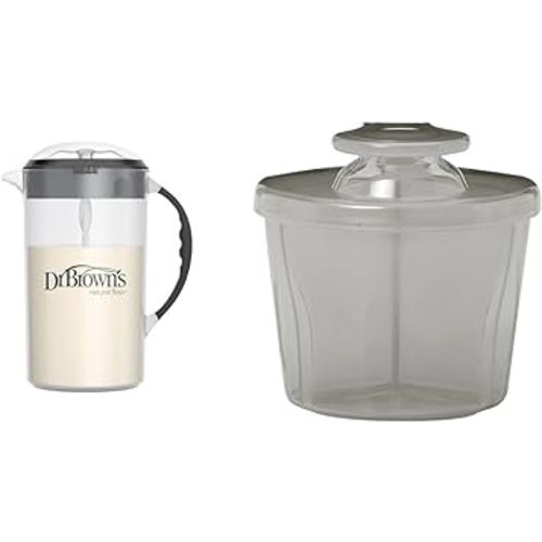 Dr. Brown's Baby - Jarra mezcladora de fórmula de 32 onzas y dispensador de fórmula para viajes con tapa a presión, color negro y gris