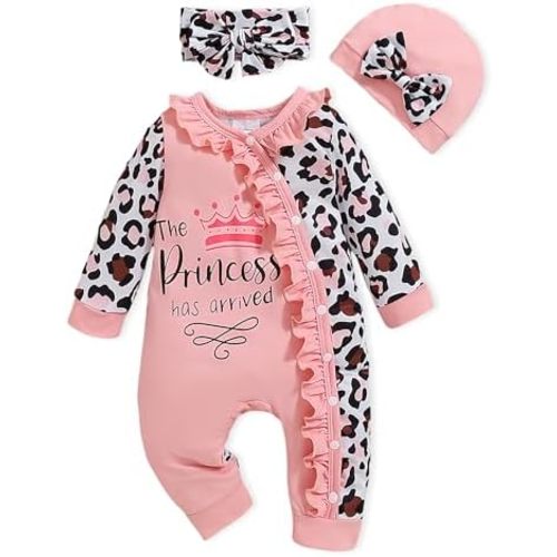 Preemie Newborn Baby Girl Clothes Infant Fall Winter Outfits Letter Floral One-Piece Romper+Jumpsuit