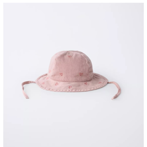 EMBROIDERED HEARTS TWILL BUCKET HAT - Pink | ZARA United States