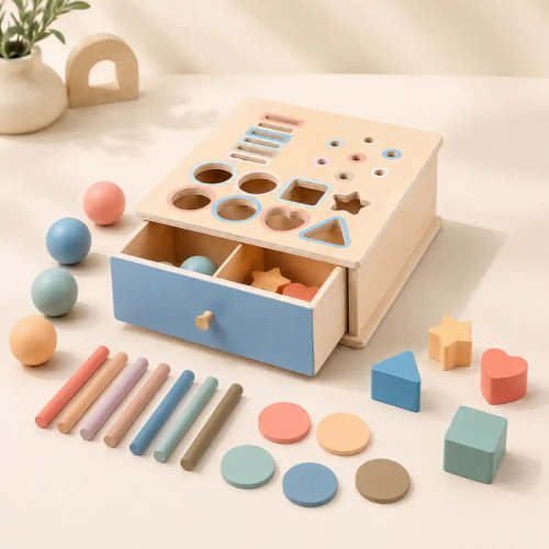 Wooden Shape Sorter Box – Montessori Toy – JuniSprouts