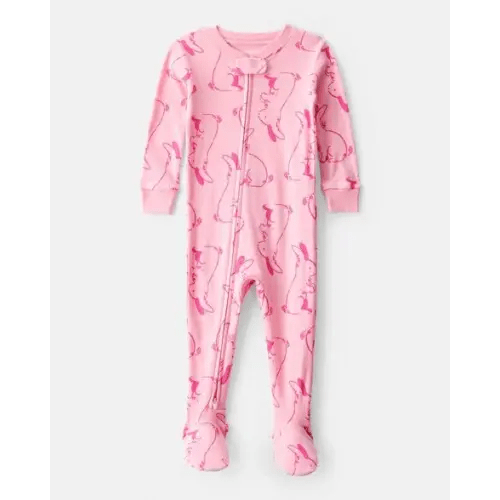 Baby Girl Bunny 100% Cotton Snug Fit 2-Way Zip Footie 1-Piece Pajamas - Pink | Carter's