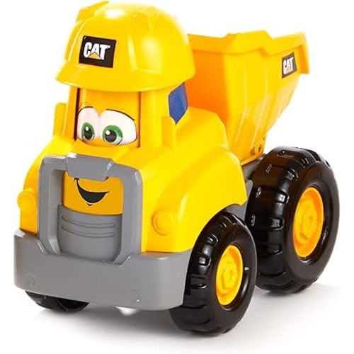 CAT Construction Toys, Junior Crew Construction Pals Dump Truck Educational Preschool Vehicle with Kid Vroom Sounds and Animated face. for Ages 2+