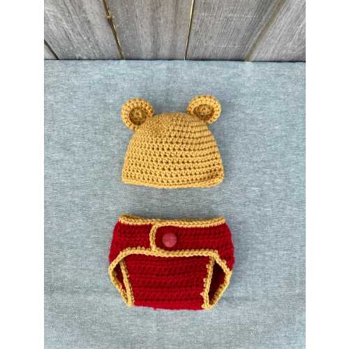 Baby Crochet Bear Outfit | Cartoon Bear Photoshoot Outfit 0-3mo
