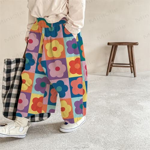 Baby Colorful Plaid Flower Pants