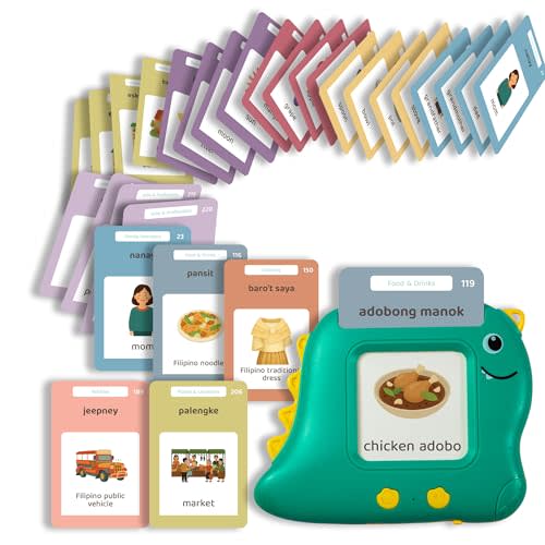 Monkey & Bananas Tagalog (Filipino)–English Talking Flash Cards | Bilingual Toy for Toddlers & Beginner Learners | 224 Words, 18 Themes | Screen-Free Educational Gift | Ages 2–6