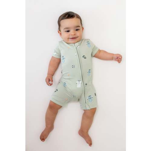 Zipper Shortall Romper in Soccer