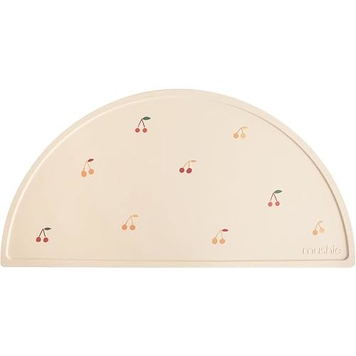 mushie Silicone Placemat for Kids | BPA-Free Non-Slip Design (Cherries)