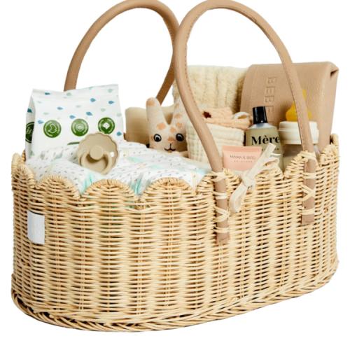 Baby Diaper Caddy Organizer "POPPY" Handmade & Natural by BEBE BASK® – BEBE BASK