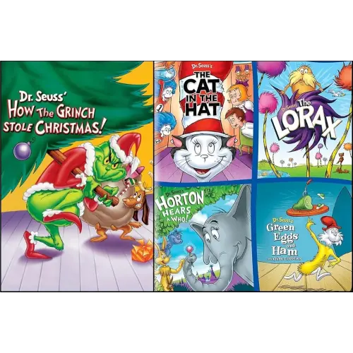 How the Grinch Stole Christmas [DVD] Boris Karloff Original Movie + 4 Dr. Seuss Animated Favorites: The Cat in the Hat / The Lorax / Horton Hears a Who / Green Eggs and Ham + Extras