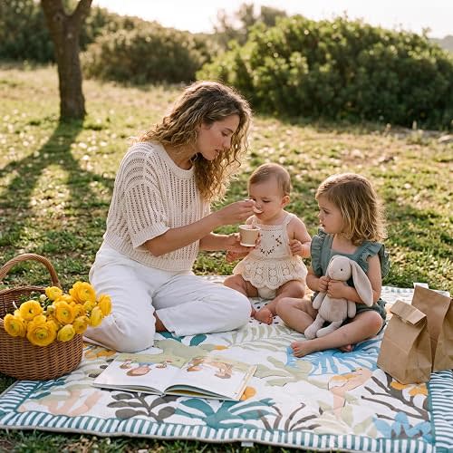 Momcozy Baby Play Mat for Floor, 59"x71" Thickened Playpen Mat, Playmate for Baby Tummy Time, Waterproof & Non-Slip, Foldable Outdoor Mat with Carrying Handle, Forest World