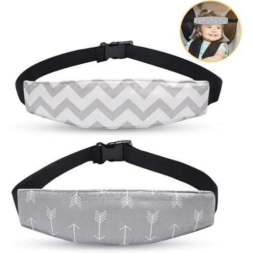 Baby Carseat Head Support,Car seat Straps Pillow Support Ban,Stroller Neck Relief Strap Headrest,Slumber Sling Sleep Positioner for Toddler Infants Child Children Kids(Gery)