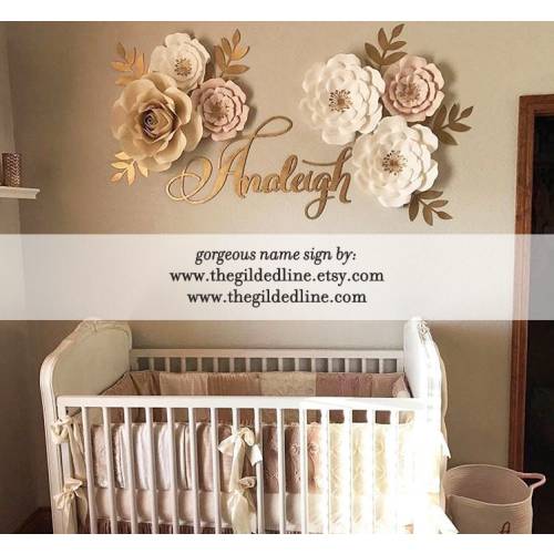 Gold Baby Name Sign Calligraphy Font