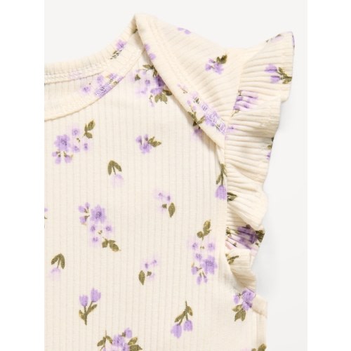 Short-Sleeve Ruffle-Trim Ribbed Bodysuit for Baby