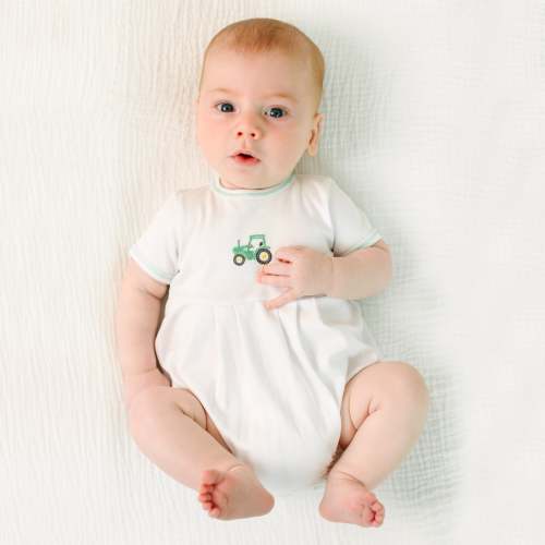 Lil' Green Tractor Embroidered Bubble