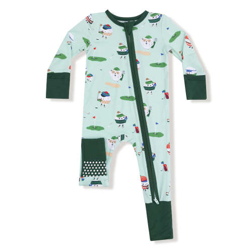 2-Way Zip Romper, Golf Pros Green