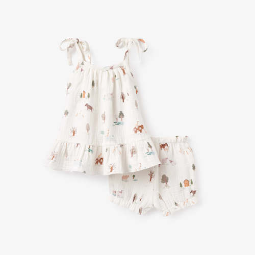 On the Farm Organic Muslin Tie Top Set – Elegant Baby