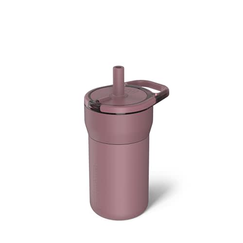 BrüMate Leap 12oz 100% Leakproof Kids Tumbler with Handle and Silicone Soft Straw | Drop Resistant Silicone Sleeve | For Kids 4+ | Insulated Stainless Steel | Cup Holder Friendly | 12oz (Rose Taupe)