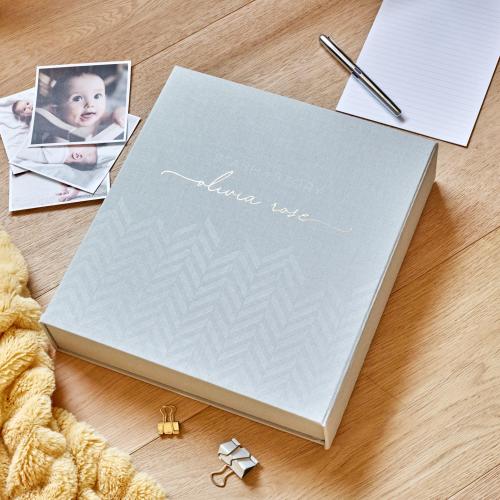 Personalized Modern Baby Memory Book & Keepsake Box: Pregnancy to Age 10