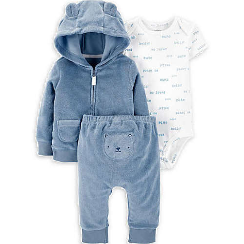 carter's® Size 3M 3-Piece Bear Little Jacket, Bodysuit, and Pant Set in Blue