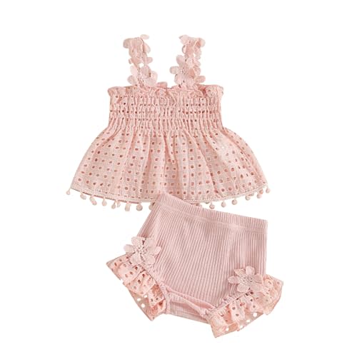 Newborn Baby Girl Summer Clothes Sleeveless Floral Top Ribbed Shorts Boho Outfit Set