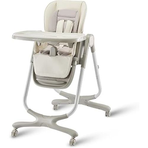 6 in 1 Convertible High Chairs for Babies and Toddlers,Portable High Chair with Dishwasher Tray and 4 Wheel,Booster Seat for Dining Table,Foldable Toddle and Baby Feeding Highchair (White)