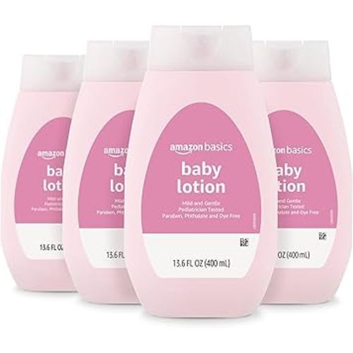 Amazon Basics Baby Lotion, Mild & Gentle, Lightly Scented, 13.6 Fl Oz (Pack of 4) (Previously Solimo)