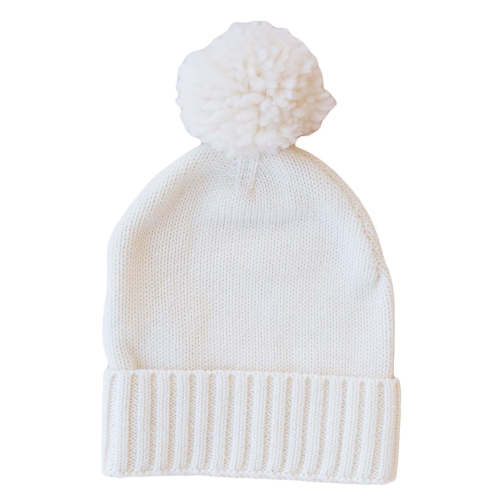 Knit Baby Pom Pom Beanie | Ivory