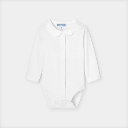 Baby girl bodysuit with scalloped collar