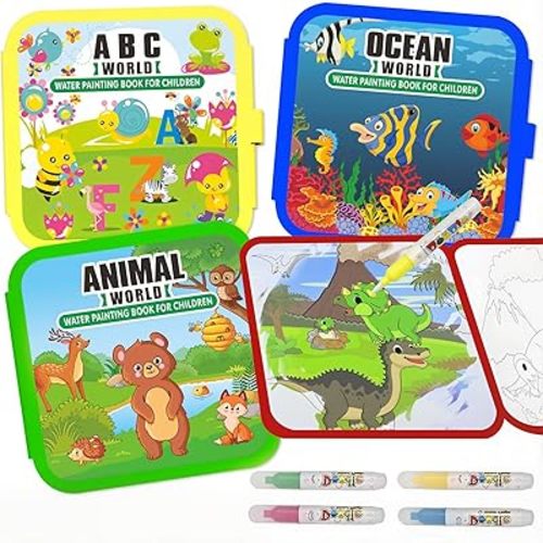 Bresdim Water Coloring Book, 4 Pack Water Painting Books for Toddlers 1-3