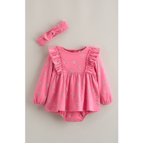Floral Skirted Bodysuit and Headband Set 0-3 month